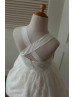 Ivory Cotton Lace Cross Back Flower Girl Dress